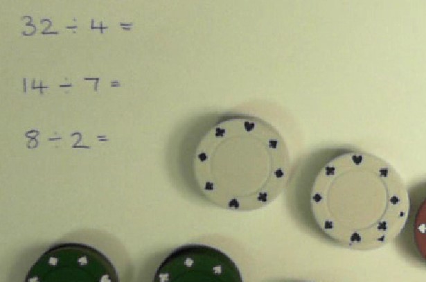 A video showing how you can use counters to divide things up.  This is to help secure the concept of division and show what you are actually doing.  It might be more suited to younger students.